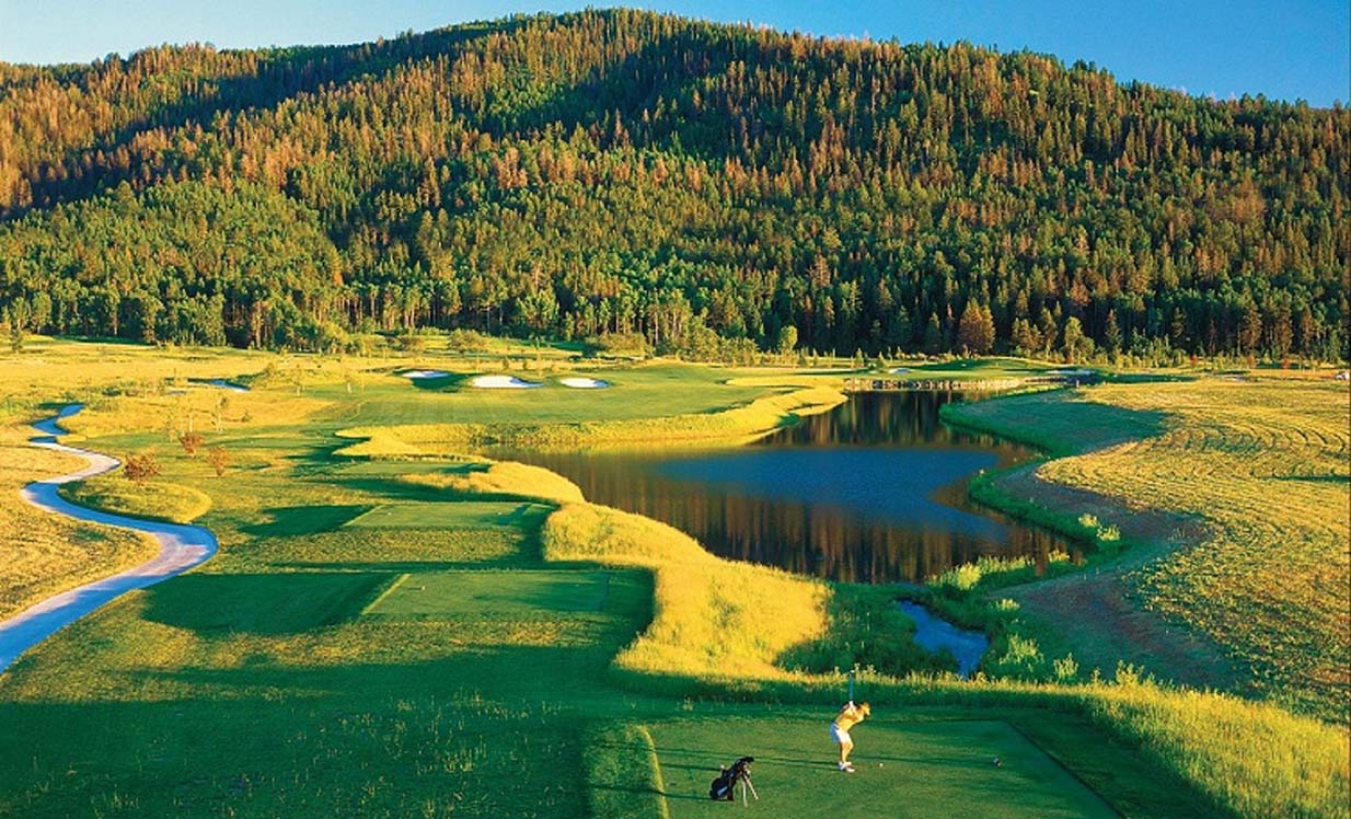 Playing golf in Victor, Idaho